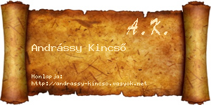 Andrássy Kincső névjegykártya